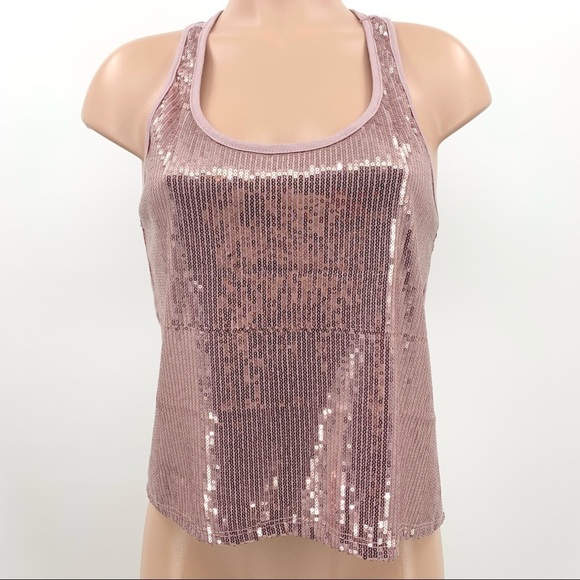 Julie’s Closet Pink Sequin Racerback Tank Top - Picture 1 of 6